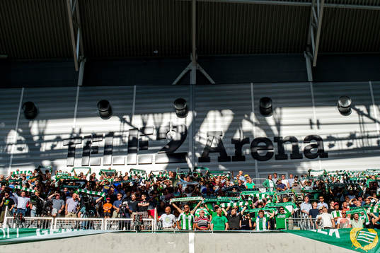 Hammarbys supportrar före fotbollsmatchen i Allsvenskan