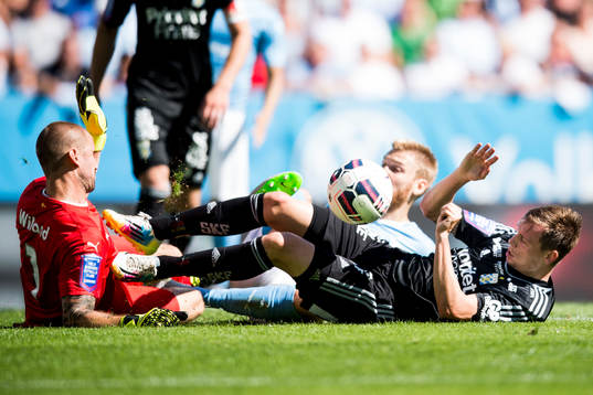 Malmö FFs målvakt Johan Wiland och IFK Göteborgs Jakob