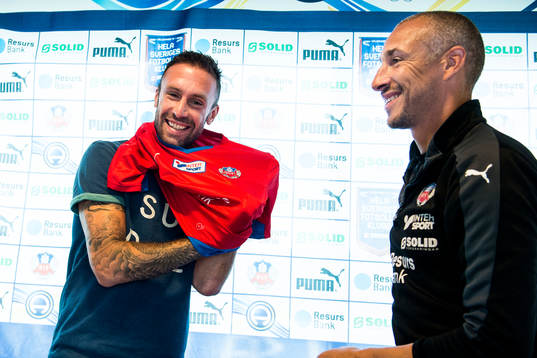 Rade Prica och tränare Henrik Larsson