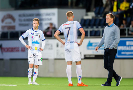 Gefles Johan Bertilsson, Robin Nilsson (m) och tränare