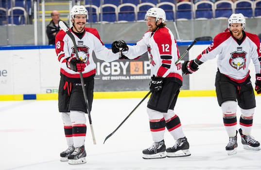 Malmö Redhawks Peter Mueller, Andreas Thuresson och