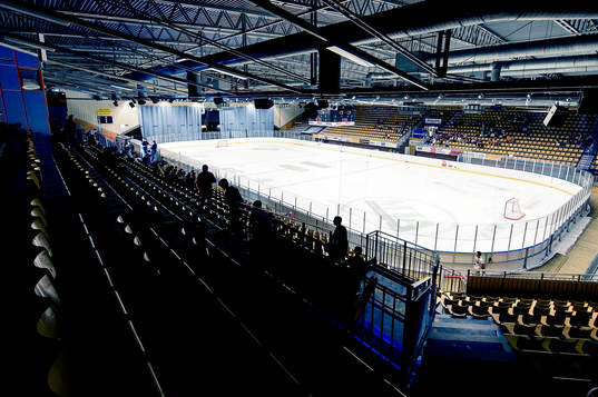 Halmstad Arena före träningsmatchen i ishockey mellan