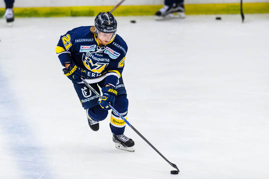 s Mattias Tedenby före träningsmatchen i ishockey mellan