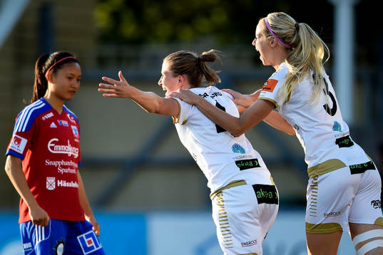 Rosengårds Emma Berglund och Amanda Ilestedt jublar