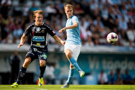 Gefles Anders Bååth-Sjöblom och Malmö FFs Magnus Wolff