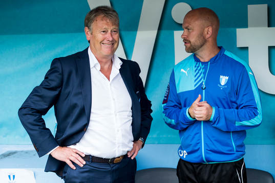 Malmö FFs tränare Åge Hareide och assisterande tränare