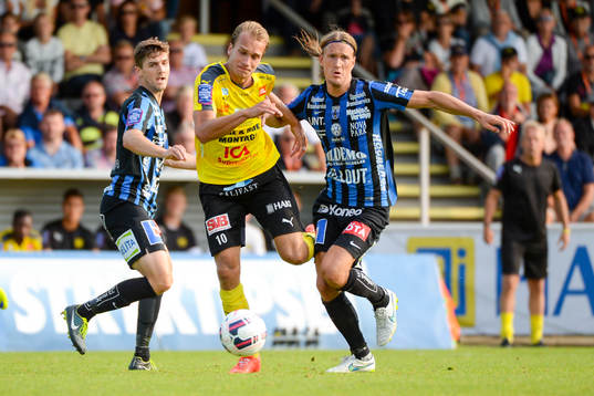 Mjällbys Jesper Gustafsson med bollen
