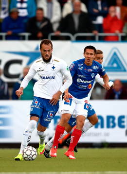 Norrköpings Emir Kujovic och Åtvidabergs Sebastian Ramhorn