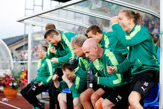 Hammarbys bänk jublar vid slutsignal