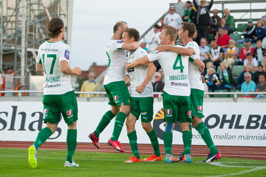 Hammarbys spelare jublar