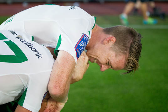 Hammarbys Birkir Már Saevarsson jublar