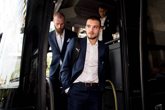 Malmö FFs Jo Inge Berget och Vladimir Rodic kliver av