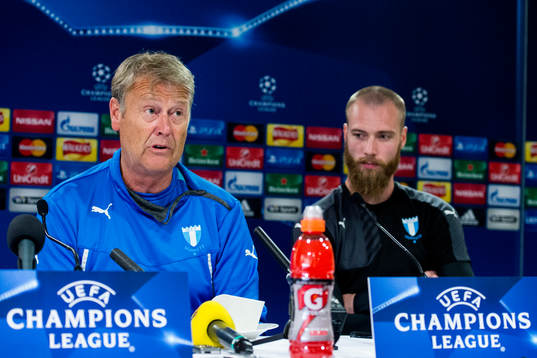 Malmö FFs tränare Åge Hareide och Jo Inge Berget
