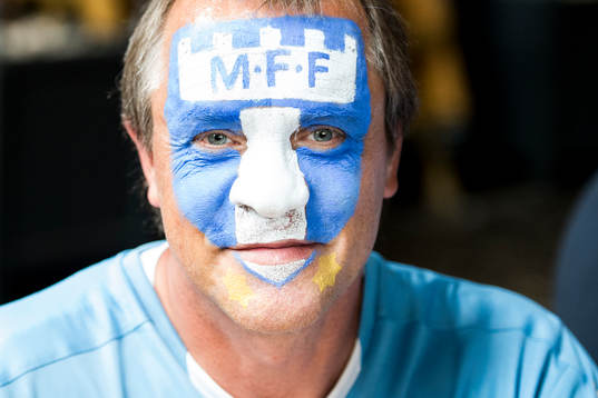 Malmö FF supportern Håkan Kongshöj med ansiktsmålning