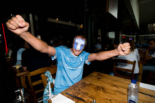 Malmö FF supportern Håkan Kongshöj med ansiktsmålning