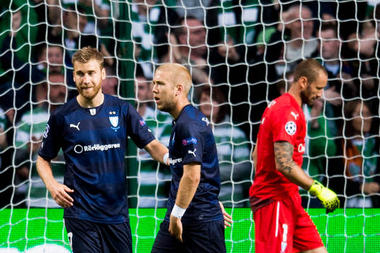Malmö FFs Rasmus Bengtsson, Anton Tinnerholm  och målvakt