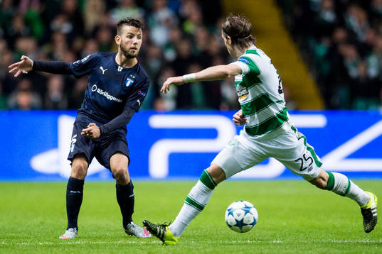 Malmö FFs Erdal Rakip och Celtics Stefan Johansen