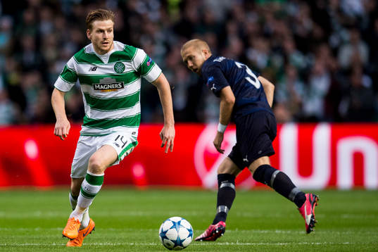 Celtics Stuart Armstrong och Malmö FFs Anton Tinnerholm