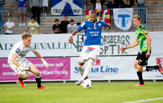 Halmstads målvakt Malkolm Nilsson och Alexander Berntsson