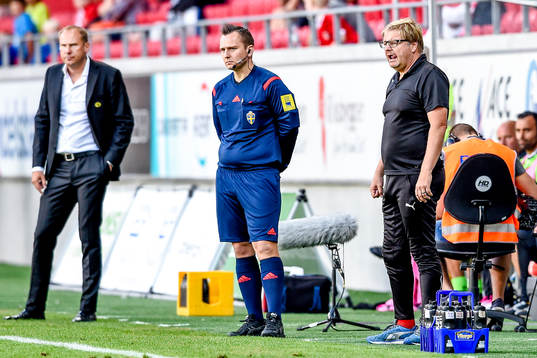 Elfsborgs manager Magnus Haglund och Kalmars tränare Peter