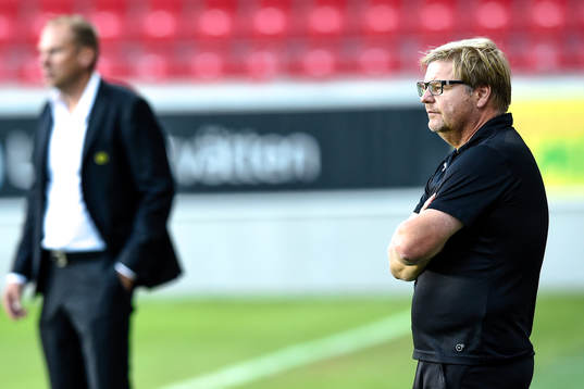 Elfsborgs manager Magnus Haglund och Kalmars tränare Peter