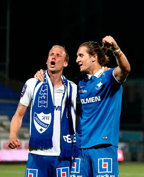Norrköpings Andreas Johansson och målvakt David Mitov