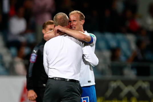 Norrköpings Andreas Johansson och tränare Jan Andersson