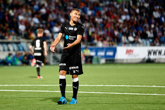 Helsingborgs Jordan Larsson reagerar