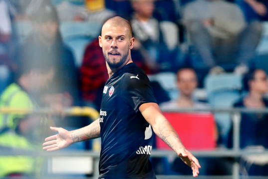 Helsingborgs Robin Simovic firar sitt 1-1-mål