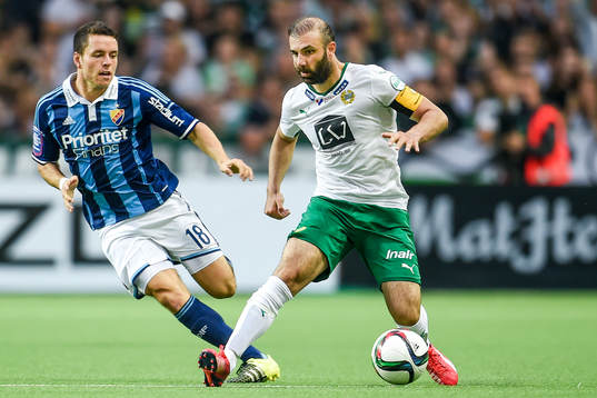 Djurgårdens Kerim Mrabti och Hammarbys Kennedy Bakircioglu
