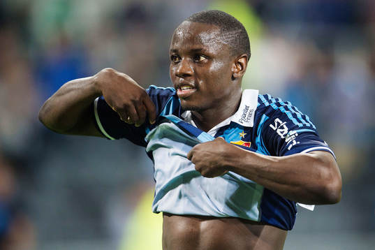 Djurgårdens Nyasha Mushekwi fotbollsmatchen i Allsvenskan