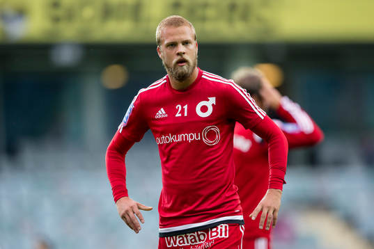 Degerfors Daniel Sundgren innan fotbollsmatchen i