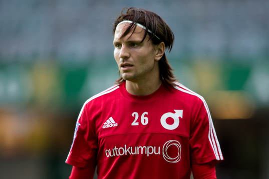 Degerfors Marcus Astvald innan fotbollsmatchen i Superettan