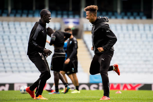 Malmö FFs Enock Kofi Adu och Tobias Sana