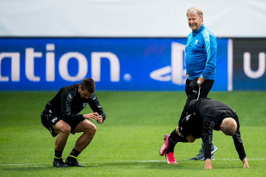 Malmö FFs Vladimir Rodic och tränare Åge Hareide