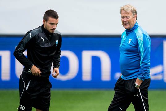 Malmö FFs Vladimir Rodic och tränare Åge Hareide