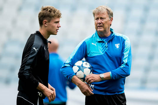 Malmö FFs Mattias Svanberg och tränare Åge Hareide