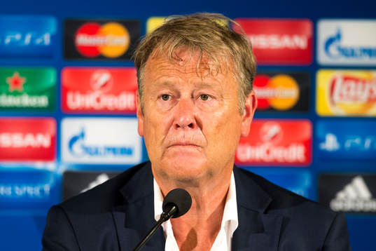 Malmö FFs tränare Åge Hareide på presskonferensen