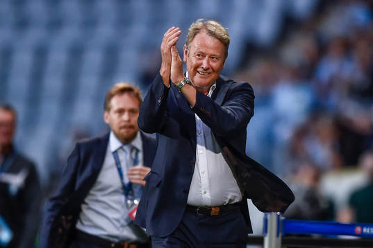 Malmö FFs tränare Åge Hareide före fotbollsmatchen
