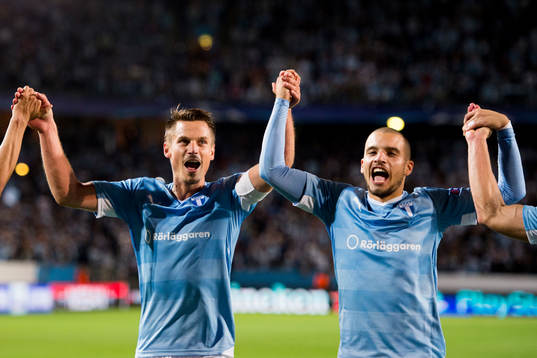 Malmö FFs Markus Rosenberg och Vladimir Rodic  jublar
