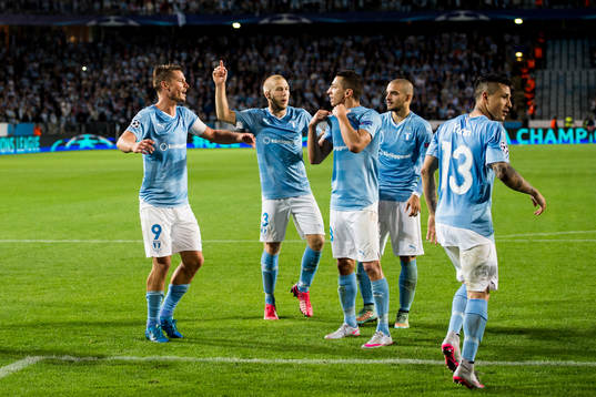 Malmö FFs Markus Rosenberg, Anton Tinnerholm, Nikola