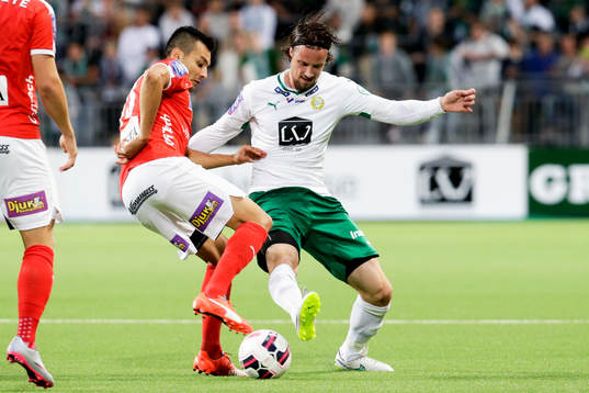 Kalmars Emin Nouri och Hammarbys Linus Hallenius