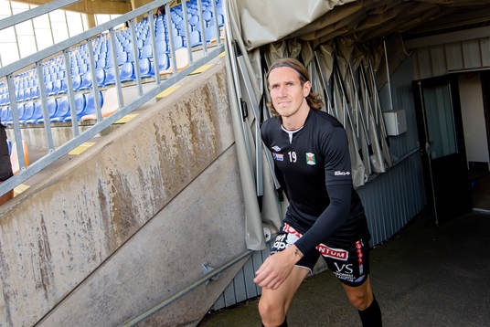 Varbergs David Johannesson före fotbollsmatchen i