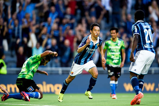Djurgårdens Seon-Min Moon jublar