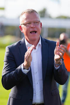 Norrköpings tränare Jan Andersson jublar