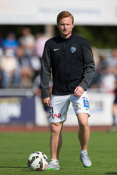 Falkenbergs Dan Keat före fotbollsmatchen i Allsvenskan