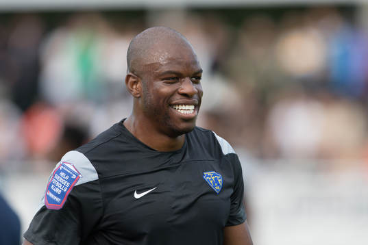 Falkenbergs Hakeem Araba före fotbollsmatchen i