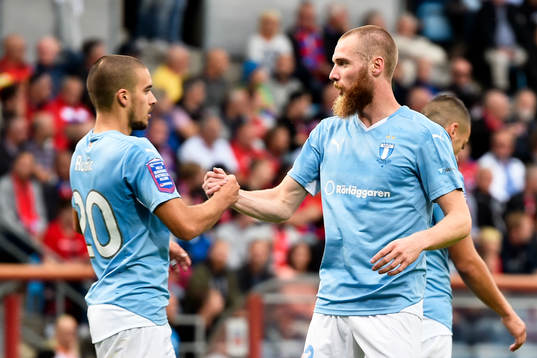 Malmö FFs Vladimir Rodic och Jo Inge Berget jublar