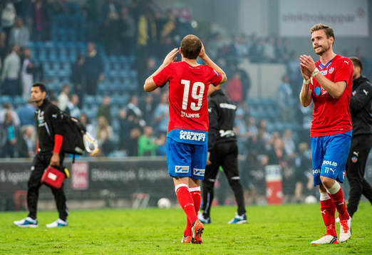 Helsingborgs Darijan Bojanic och Arnór Smárason deppar