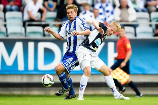 IFK Göteborgs Mikael Boman och Gefles Martin Rauschenberg